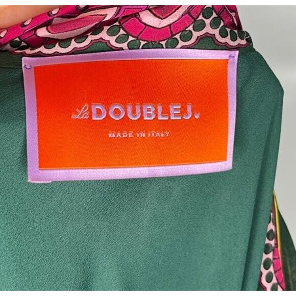 LA DOUBLEJ Sz L Large Athena Dress Silk Maxi Pink Green - Picture 3 of 14